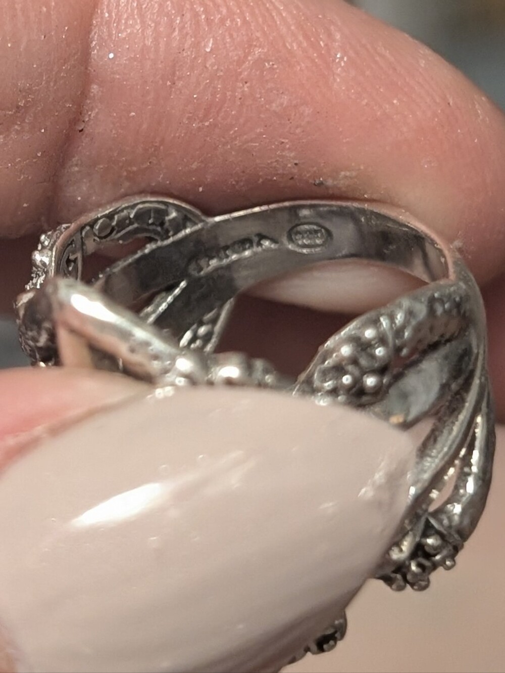 Vintage Retired Ornate SARDA Sterling Silver Filigree Style Ring: Size 8 - Picture 2 of 7